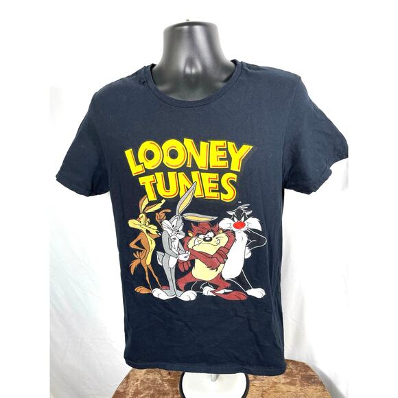 Looney Tunes Character Graphic Tee Black T-Shirt Medium - Picture 1 of 5